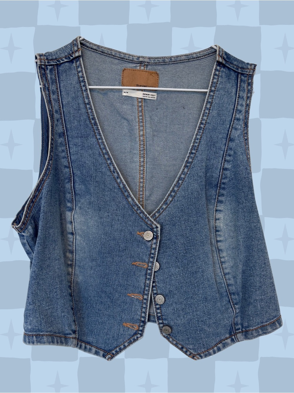 Sleeveless Denim Button-Front Vest